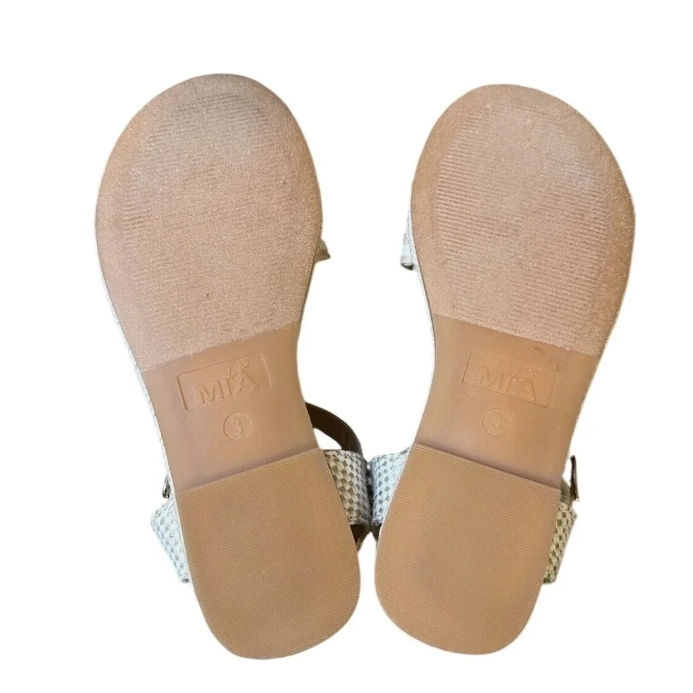 MIA Espadrille Sandals Ankle Strap Striped‎ Casual Shoes Size 3